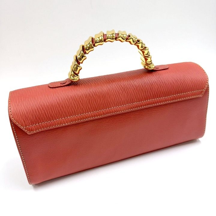 Loewe Velazquez Handbag with Handle Leather Orange Gold :orange