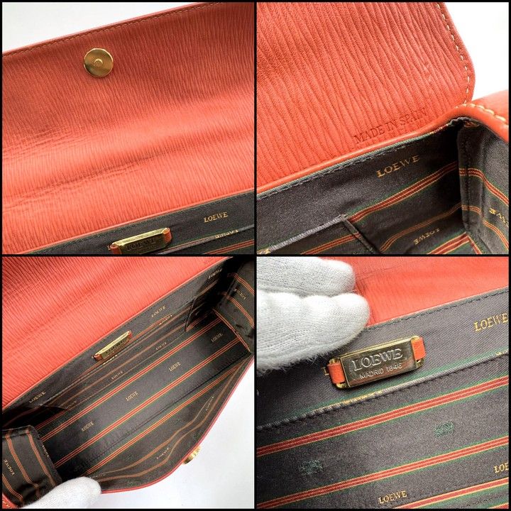 Loewe Velazquez Handbag with Handle Leather Orange Gold :orange