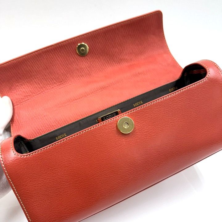 Loewe Velazquez Handbag with Handle Leather Orange Gold :orange