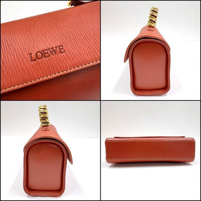 Loewe Velazquez Handbag with Handle Leather Orange Gold :orange