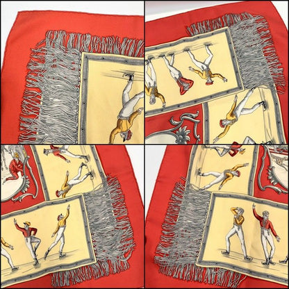 Hermes Carre 90 Joy on Ice Plaisirs du Froid Red Ivory Silk Scarf :red