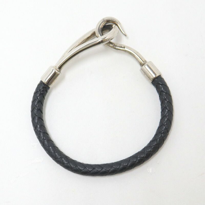 Hermes Jumbo Bracelet Leather Black Silver