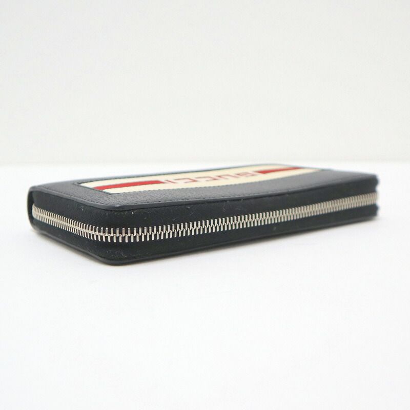 Gucci Zip Around Wallet Black White Leather Canvas
