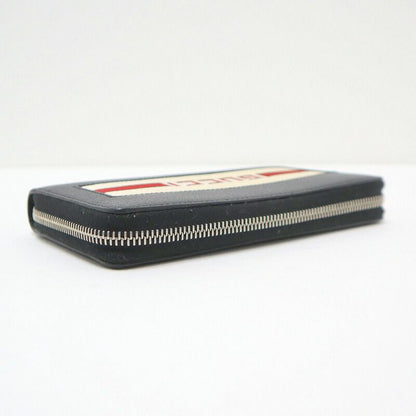 Gucci Zip Around Wallet Black White Leather Canvas