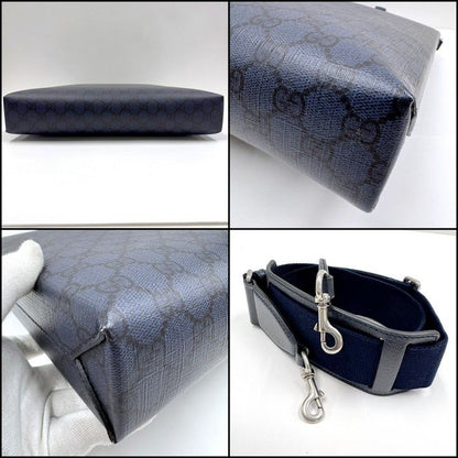 Gucci Ophidia Tote GG Supreme Leather Navy Antique Silver