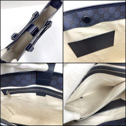 Gucci Ophidia Tote GG Supreme Leather Navy Antique Silver