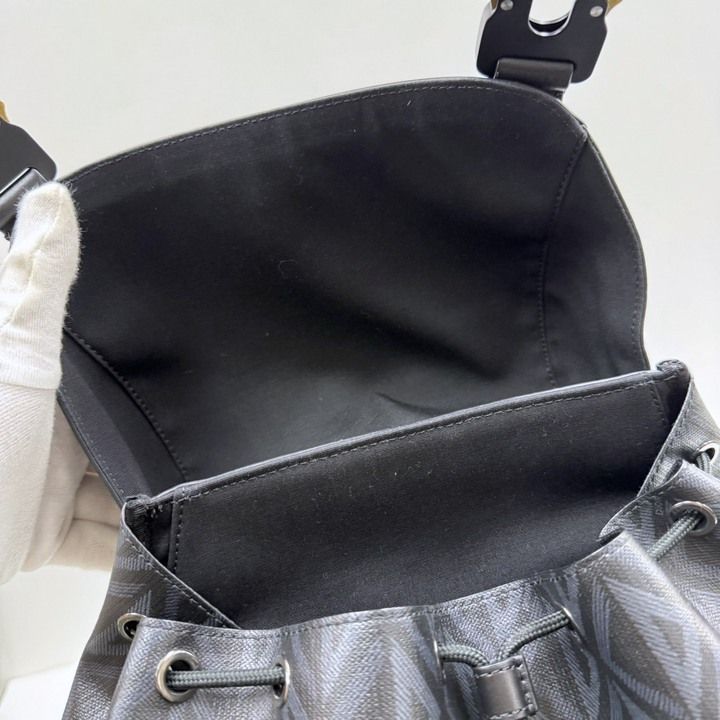 Dior Hit the Road Backpack CD Diamond Canvas Leather Black Metal