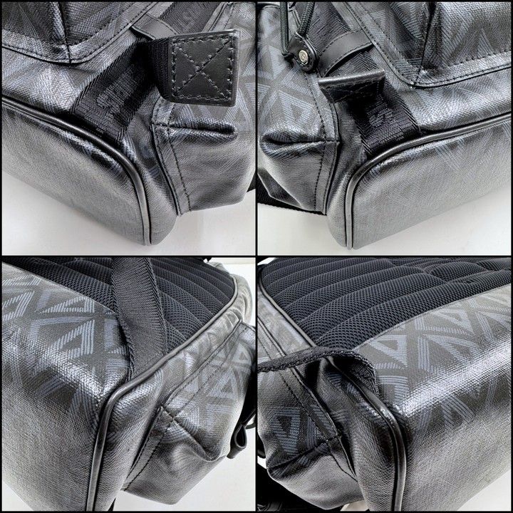 Dior Hit the Road Backpack CD Diamond Canvas Leather Black Metal