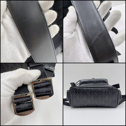 Dior Hit the Road Backpack CD Diamond Canvas Leather Black Metal
