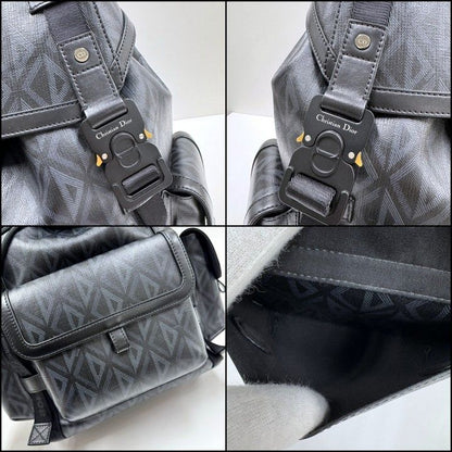 Dior Hit the Road Backpack CD Diamond Canvas Leather Black Metal