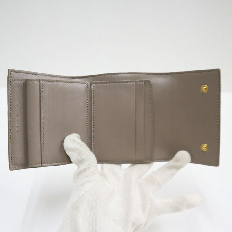 Celine Small Trifold Wallet Leather Gray Gold
