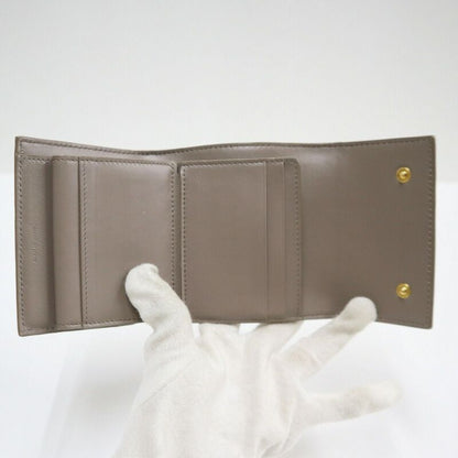 Celine Small Trifold Wallet Leather Gray Gold