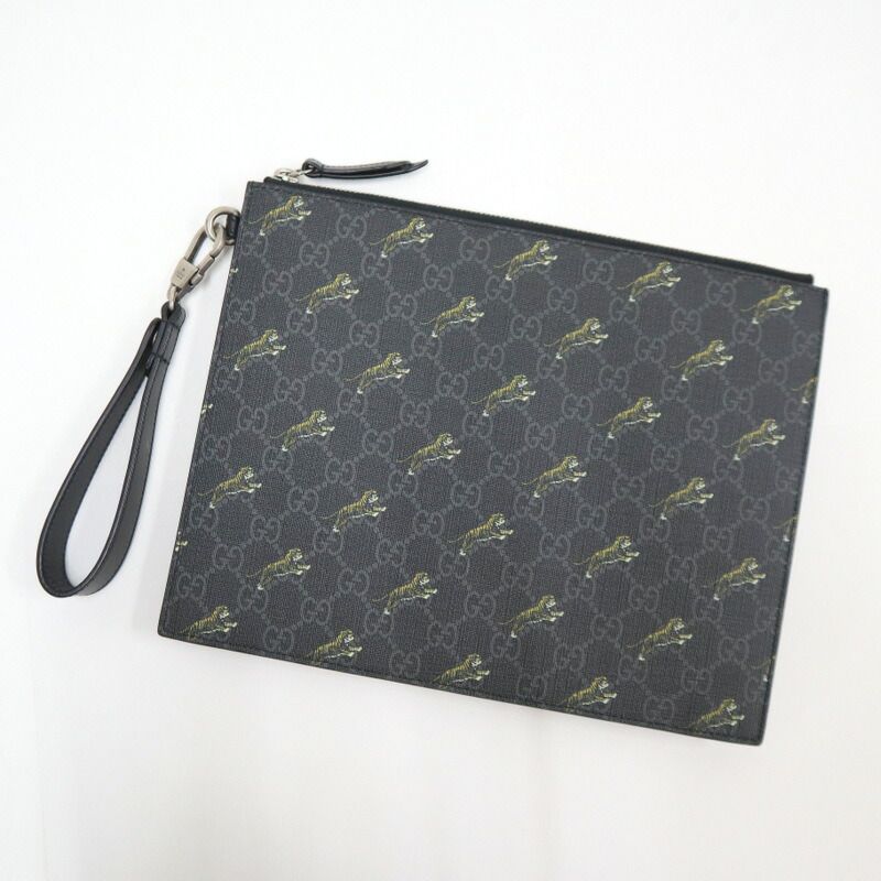 Gucci Clutch Taiga GG Supreme Black Leather