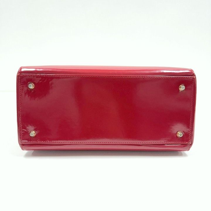 Dior Handbag Smooth Enamel Leather Red Gold :red