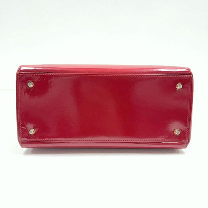 Dior Handbag Smooth Enamel Leather Red Gold :red