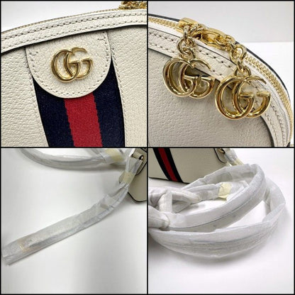 Gucci Ophidia Shoulder Bag Leather White Gold