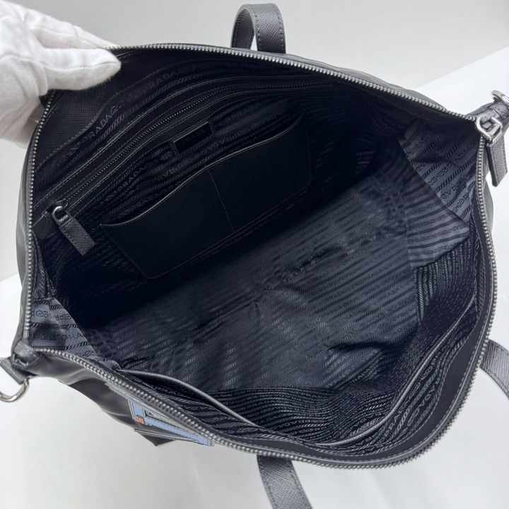 Prada Tessuto Tote Black Nylon Calf Leather