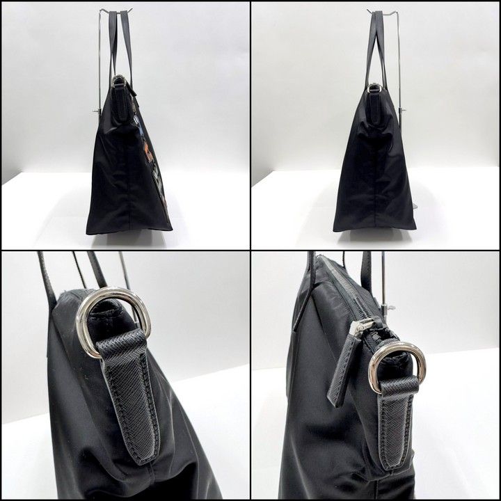 Prada Tessuto Tote Black Nylon Calf Leather