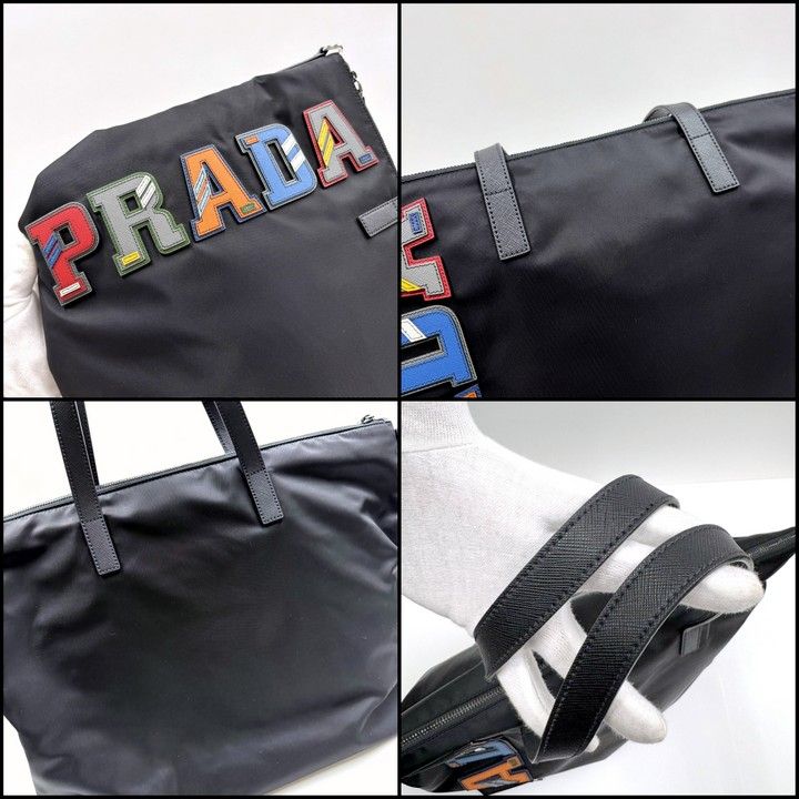 Prada Tessuto Tote Black Nylon Calf Leather