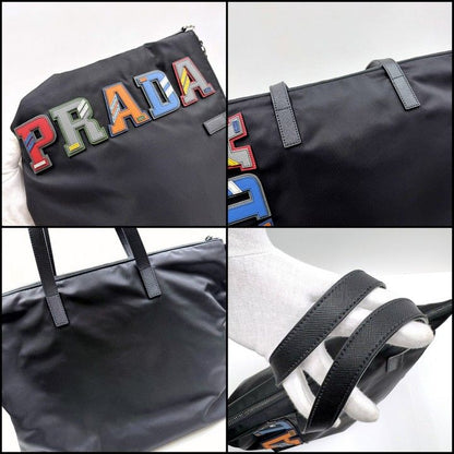 Prada Tessuto Tote Black Nylon Calf Leather
