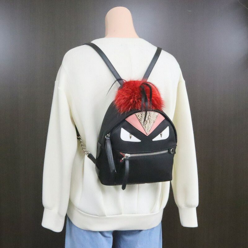 Fendi Monster Star Bugs Backpack Black Red
