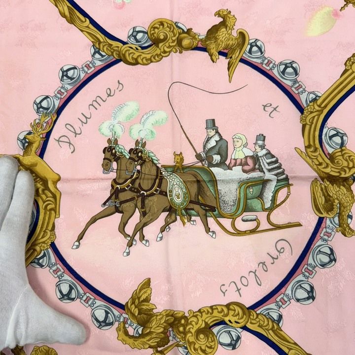 Hermes Carre 90? Feathers and Bells? Plumes Et Grelots Pink