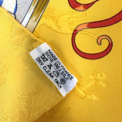 Hermes Carre le Geographe Yellow Silk