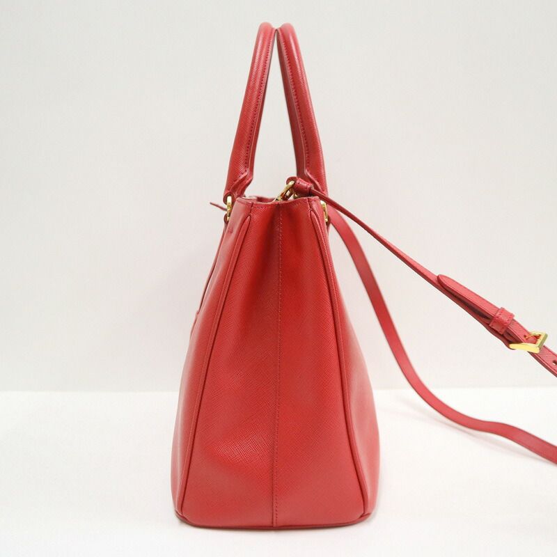 Prada 2-Way Shoulder Bag Saffiano Leather Red Gold :red