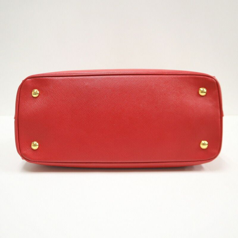 Prada 2-Way Shoulder Bag Saffiano Leather Red Gold :red