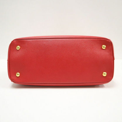 Prada 2-Way Shoulder Bag Saffiano Leather Red Gold :red
