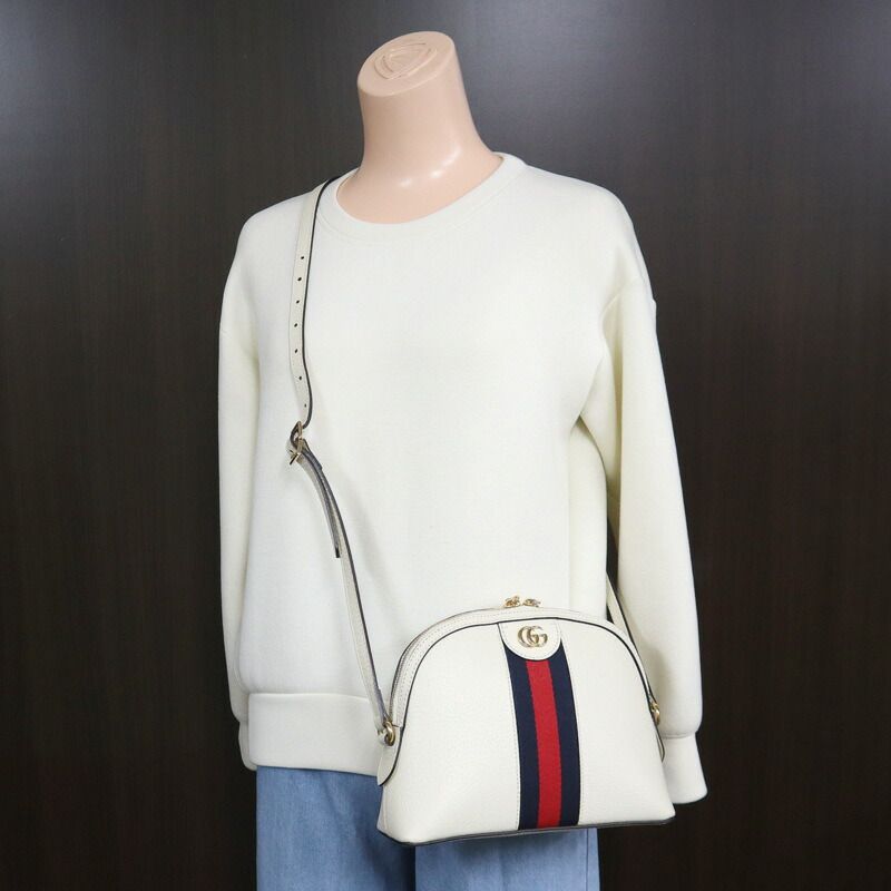 Gucci Ophidia Shoulder Bag Leather White Gold