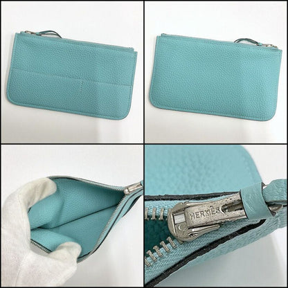 Hermes Dogon GM Bifold Wallet Togo Blue Atoll Silver T Carved