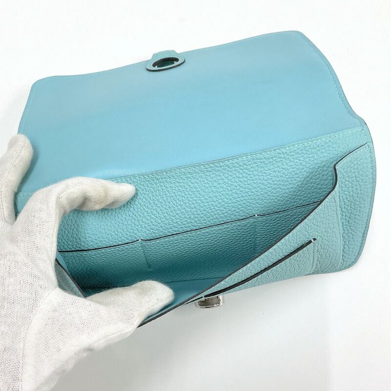 Hermes Dogon GM Bifold Wallet Togo Blue Atoll Silver T Carved