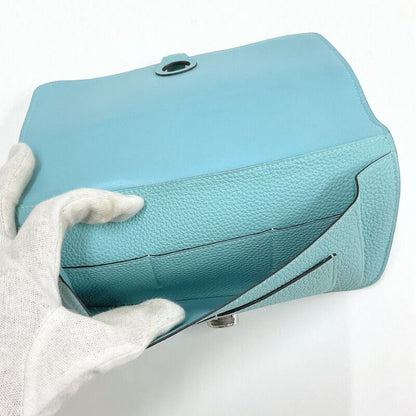 Hermes Dogon GM Bifold Wallet Togo Blue Atoll Silver T Carved