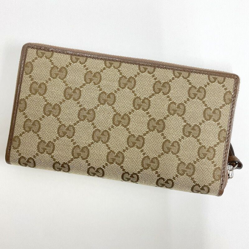 Gucci Wallet GG Canvas Leather Beige Brown