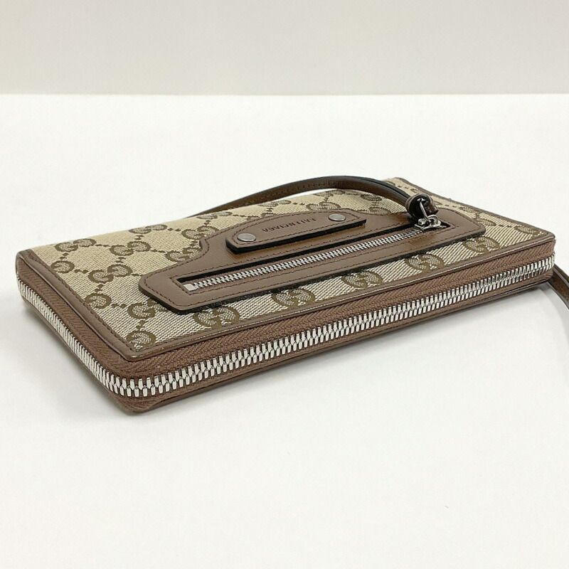 Gucci Wallet GG Canvas Leather Beige Brown
