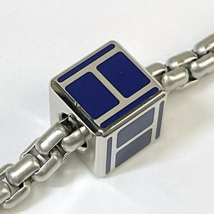 Hermes Bracelet Silver Blue Metal Lacquer Buffalo Horn :silver