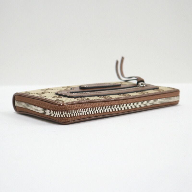 Gucci Wallet GG Canvas Leather Beige Brown