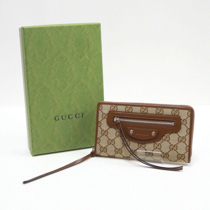Gucci Wallet GG Canvas Leather Beige Brown