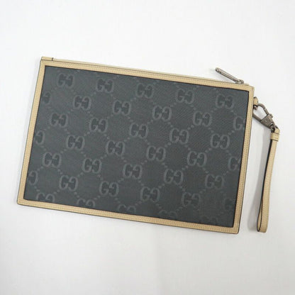 Gucci Off the Grid Clutch Nylon Leather Gray Ivory