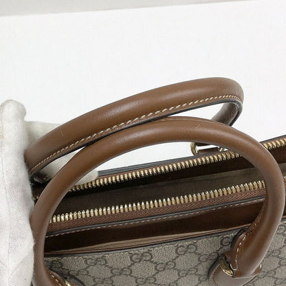 Gucci 2-Way Shoulder Bag GG Supreme Leather Khaki Brown