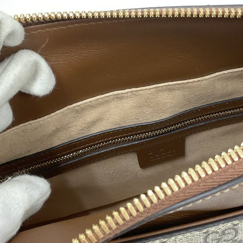 Gucci 2-Way Shoulder Bag GG Supreme Leather Khaki Brown