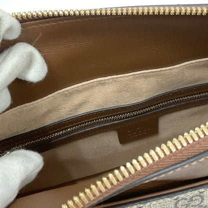Gucci 2-Way Shoulder Bag GG Supreme Leather Khaki Brown