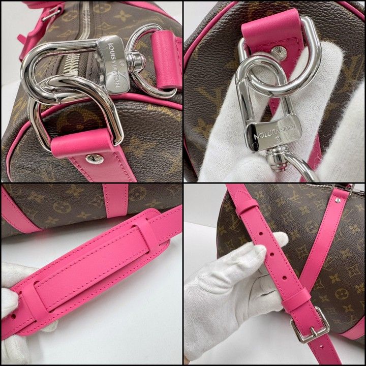 Louis Vuitton Keepall Bandouliere 45 Monogram Macassar Pondicherry Pink Handbag : Pondicherry