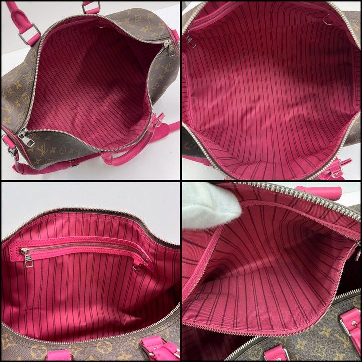 Louis Vuitton Keepall Bandouliere 45 Monogram Macassar Pondicherry Pink Handbag : Pondicherry