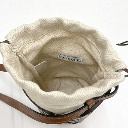 Loewe Anagram Cutout Pocket Shoulder Brown Leather Canvas