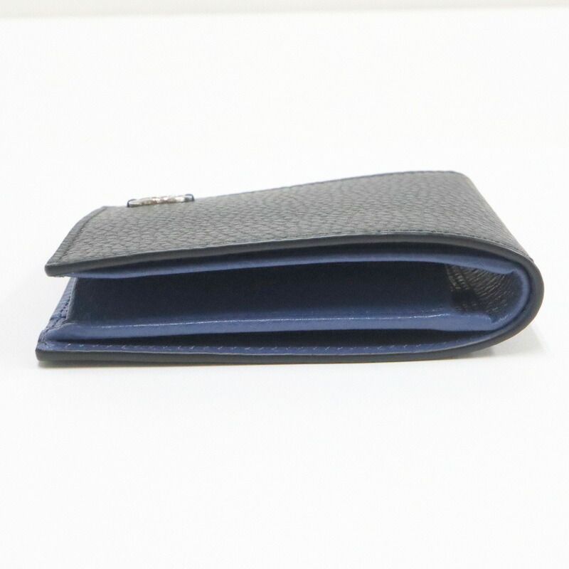 Gucci Interlocking G-bifold Compact Wallet Black Blue Leather