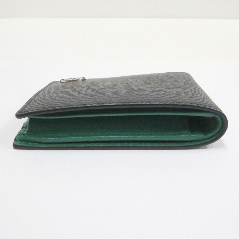 Gucci Interlocking G-bifold Compact Wallet Black Green Leather