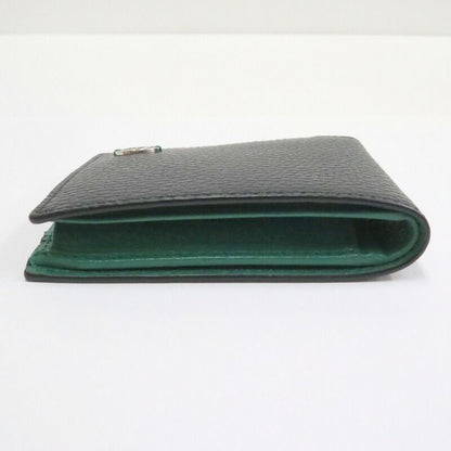 Gucci Interlocking G-bifold Compact Wallet Black Green Leather