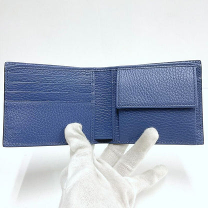 Gucci Interlocking Bifold Compact Wallet Black Blue Leather
